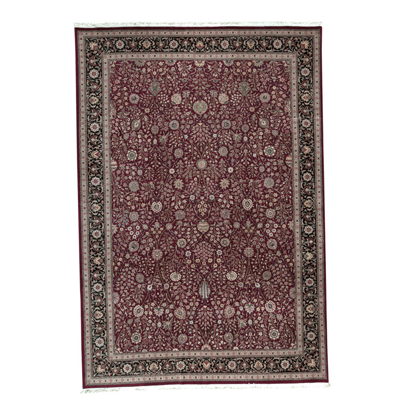 Hand-Knotted High-Quality Wine and Navy Area Rug