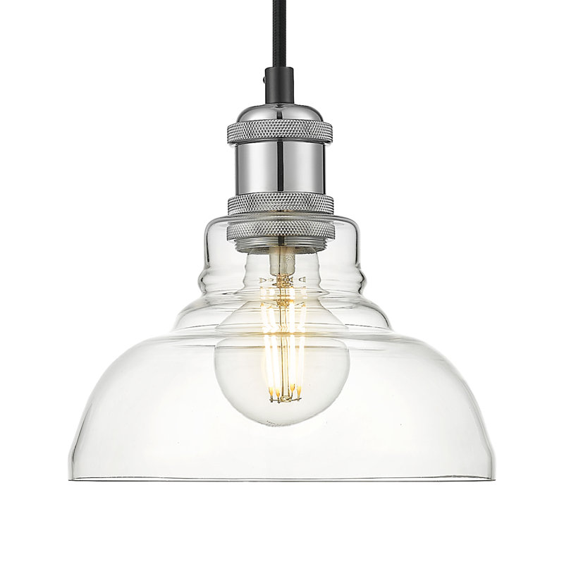Searcy 1 - Light Schoolhouse Pendant, Clear, Chrome