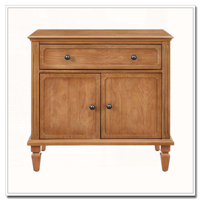 Table de chevet de style champêtre avec station de recharge, tiroir et armoire à double porte