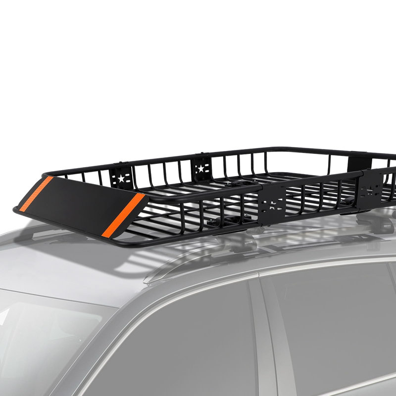 Roof Rack Basket, Cargo Carrier with Extension, Universal Roof Rack Cargo Carrier, Black Car Top Luggage Holder, 200LBS Heavy Duty, Easy Installation, Versatile Design for SUV, Truck, RV Camping
