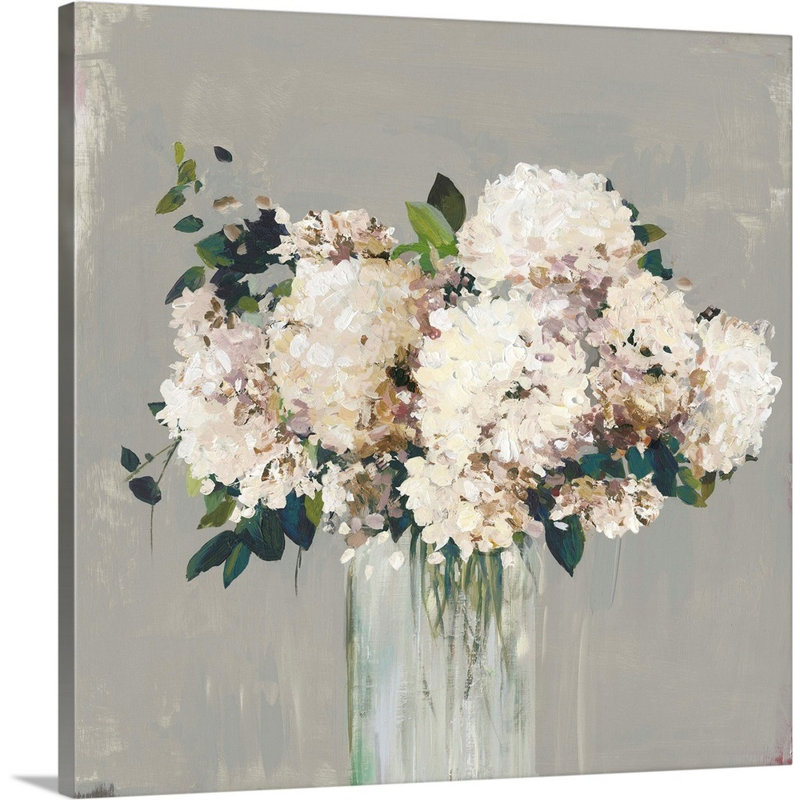 Reproduction d’art sur toile, "White Hydrangea" par Allison Pearce, Toile tendue, H 12 po x l 12 po x P 1,25 po