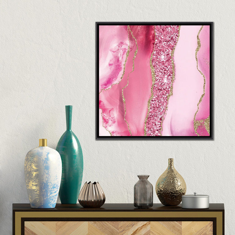 Agate scintillante Dazzle Texture V, Toile encadrée flottante noire patinée, H 18 po x l 18 po x P 1,5 po, Pas de tapis