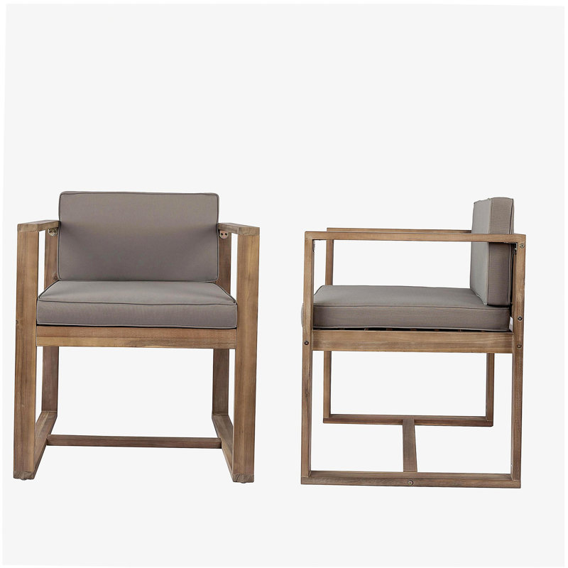 Chaise de terrasse Terrace (ensemble 2 personnes), Gris, Marron foncé
