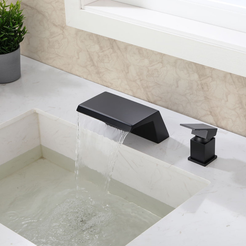 1 Handle Deck Roman Tub Faucet, Matte Black