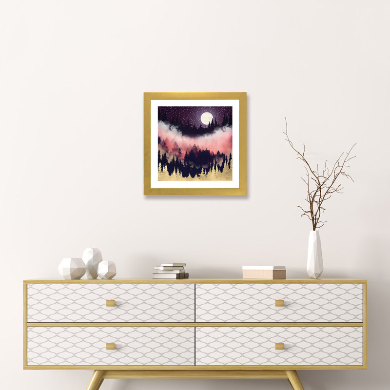Evening Glow - imprimé, H 16 po x l 16 po x p 1 po, Encadré en papier doré