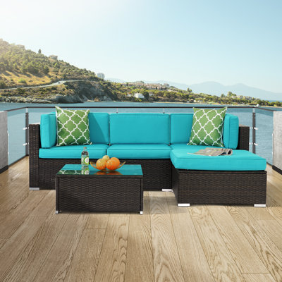 Greilickville Wicker 4 - Person Modular Patio Conversation Set with Cushions