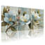 Ensemble de 3 tableaux muraux sur toile tendue représentant des fleurs de magnolia bleu-1430381313