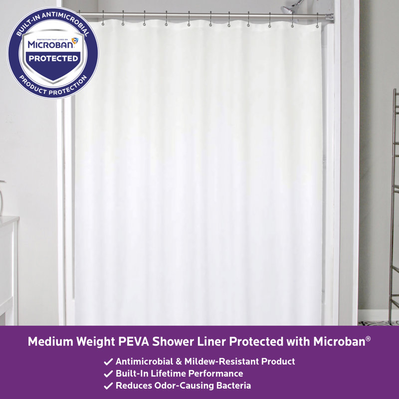 Wayfair Basics® Microban Protected PEVA Solid Color Single Shower Curtain Liner, White