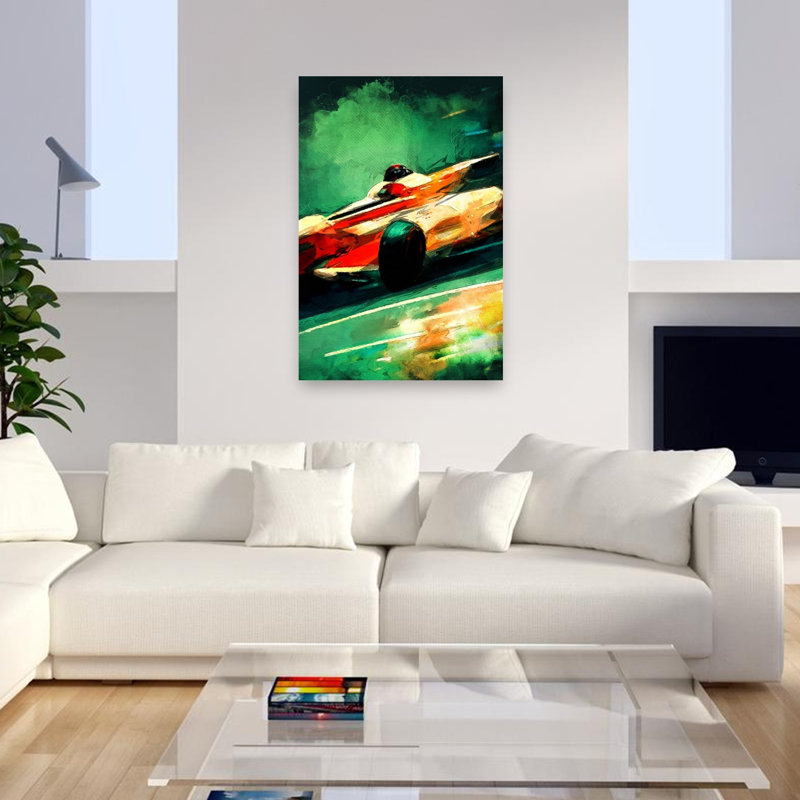 «Dynamic Race Car Contemporary Horse», impression murale, H 48 po x l 32 po