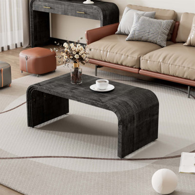 Table basse avec art courbé (noir antique) - Ameublement et placage de sapin Détails de rainure exquise Elegant Minimalist Living