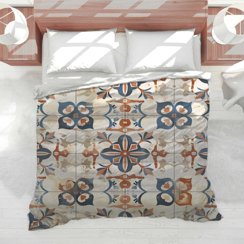 Ornate Floral Tile Comforter, King
