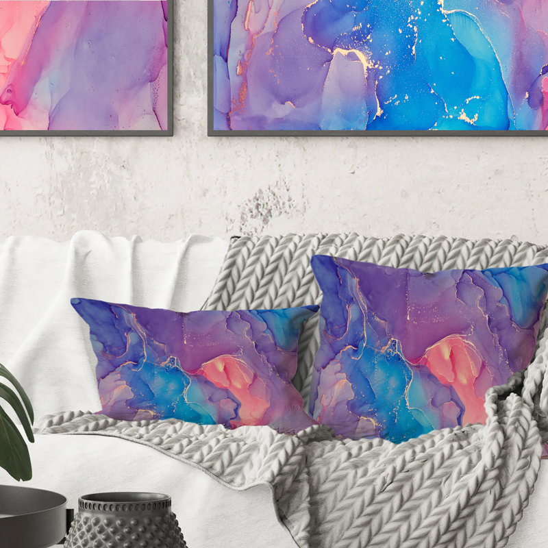 Fuchia liquide mauve et bleu III - Coussin décoratif imprimé moderne 1