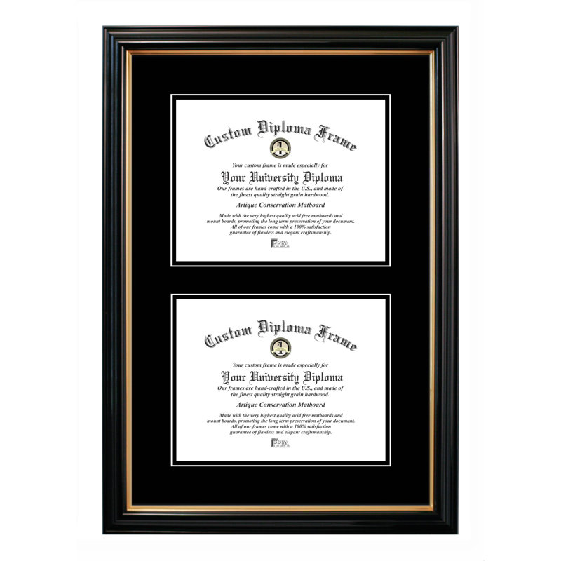 Cadre photo à double degré pour le certificat Concetta, Noir, 8.5 po X 11 po
