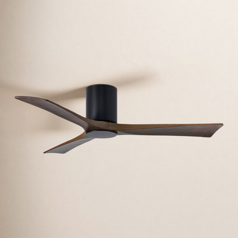 Irene LED Ceiling Fan, Matte Black, Walnut, 52"