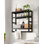 Étagère de rangement en bambou à 3 niveaux avec porte-serviettes et porte-papier hygiénique, organisateur de coin mural, noir
