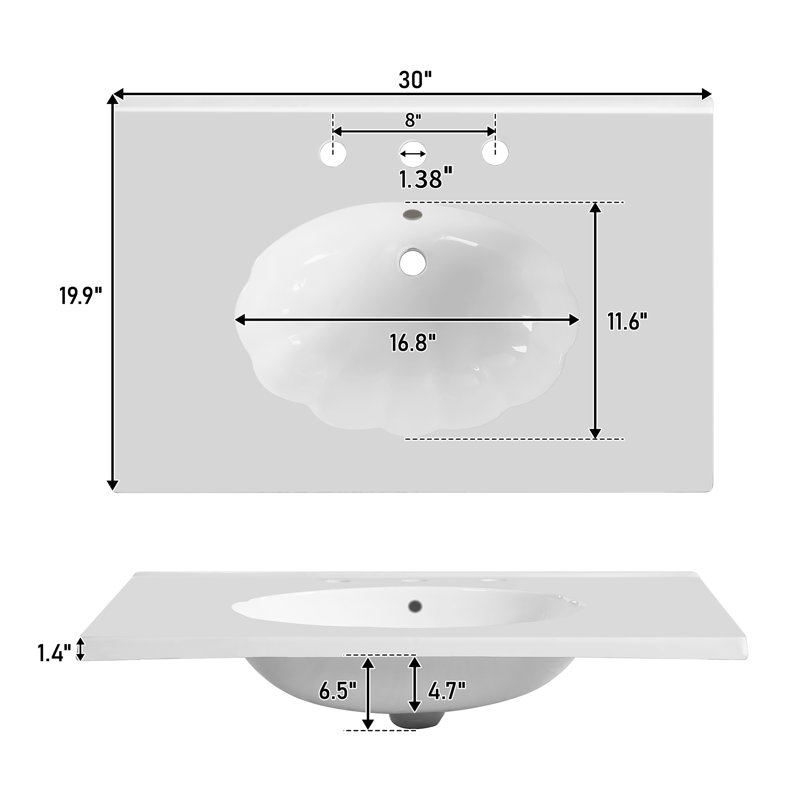 Meuble-lavabo en noyer de 30 po avec lavabo en résine Seashell Roomfitter