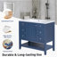 Meuble-lavabo 36 po avec lavabo, une armoire et trois tiroirs, panneau de bois massif et panneau de fibres à densité moyenne-37299620