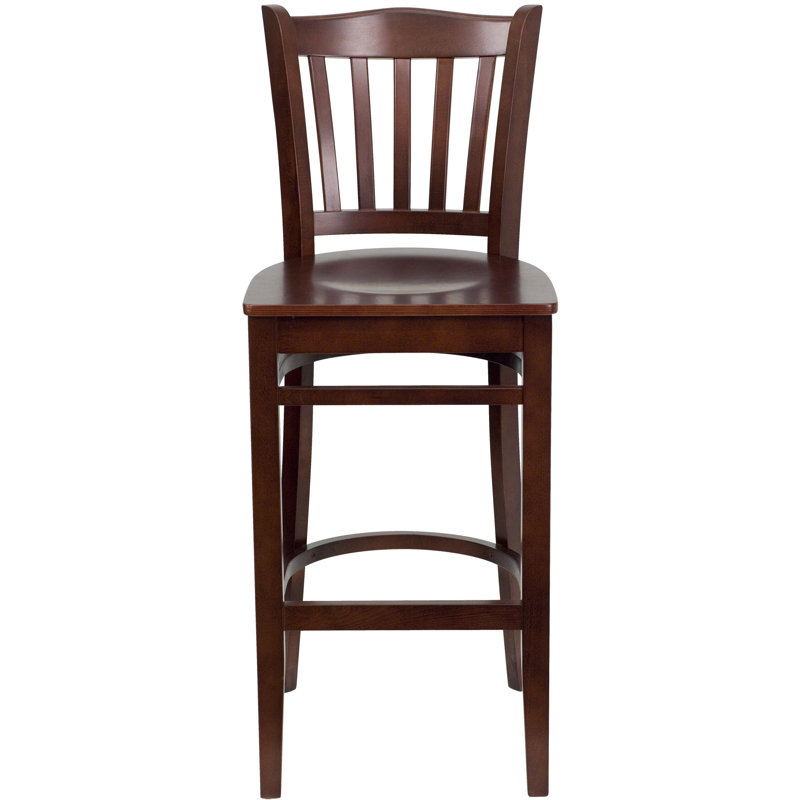 Prompton Vertical Slat Back Wooden Restaurant Barstool - Hospitality Seating, Mahogany Wood, Mahogany, 2