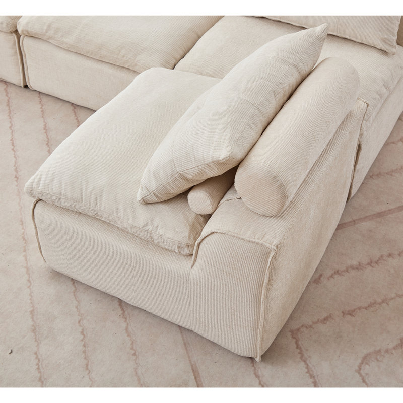 Canapé modulaire, sans accoudoirs, bricolage à souhait, tissu chenille, canapé-lit à dossier nuque, coin lecture ou appartement, coussin lombaire, 2 sièges, revêtement, gris clair