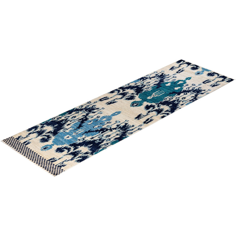 Contemporary One-of-a-Kind Runner 2'6" X 8'6" Hand Knotted Area Rug