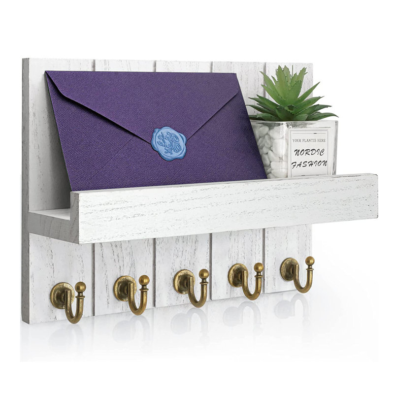 Rangement mural pour clés et courrier Vyrl, Blanc délavé