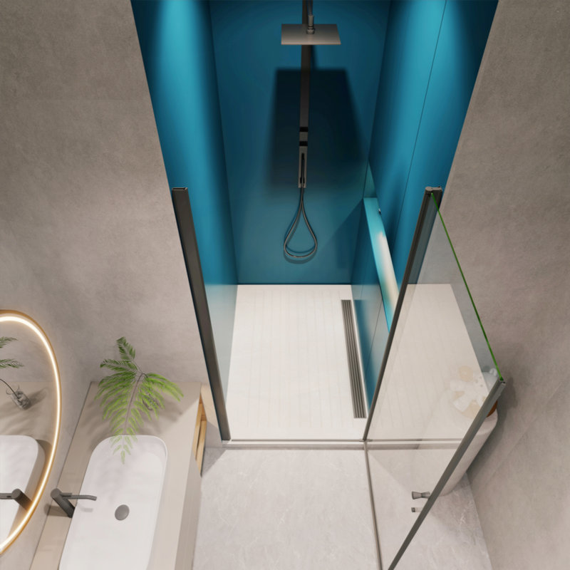 Porte de douche pivotante universelle à ouverture 1 3/8 po avec verre trempé de 1/4 po