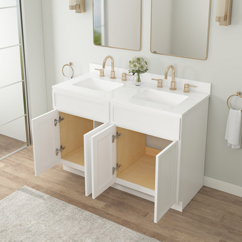 Base de meuble-lavabo double 48 po seulement, Blanc