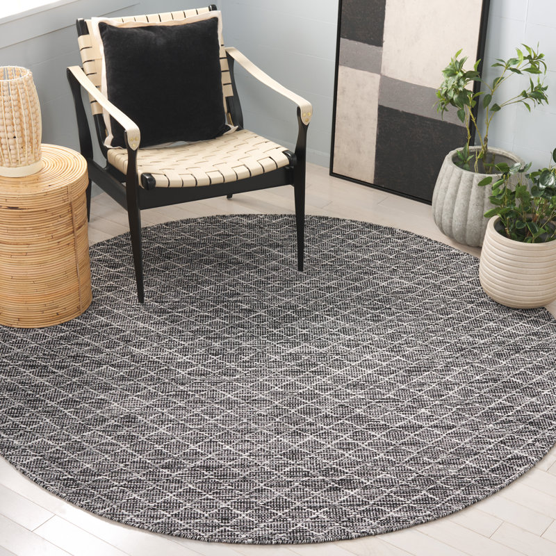 Plarent Flatweave Cotton Geometric Rug, Round 6'