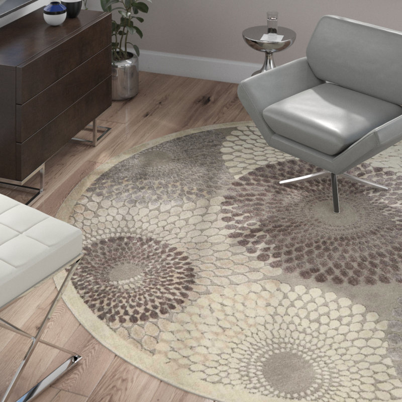 Geometric Area Rug, Round 122cm