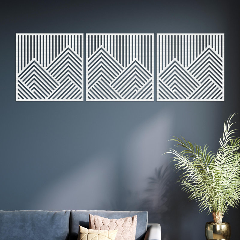 Handmade Wall Decor on ACM, 15.3" H x 46" W x 0.25" D, Silver