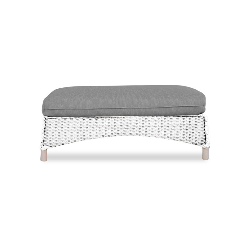 Mandalay Outdoor Ottoman, White, Rollo Linen
