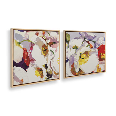 Vivid Floral Expressions Set of 2 Canvas Prints in a Black Frame, 24" x 24"
