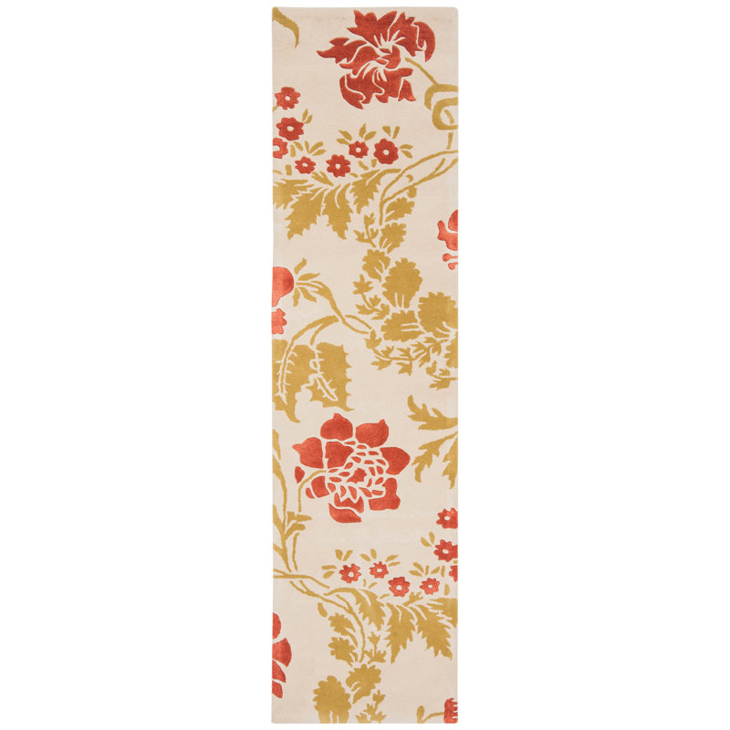 Cerda Hand Tufted Wool Floral Rug, Runner 2'3" x 9'