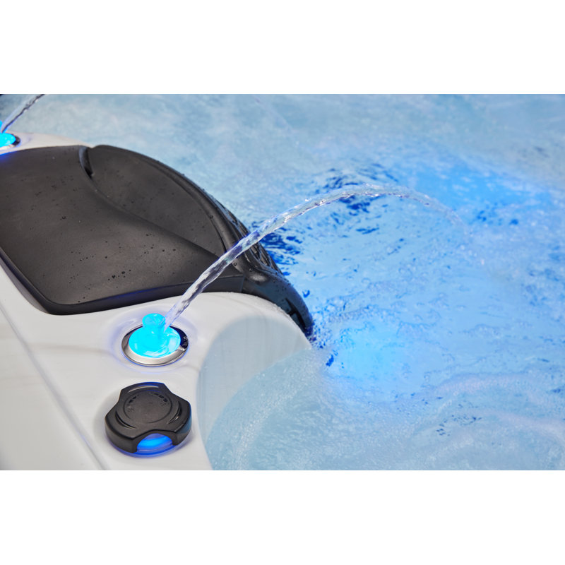Gray and White 5-Person Luxury Hot Tub with Jets and Ozonator