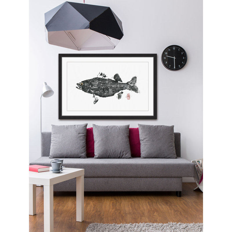 « stripeed bass », reproduction d’art encadrée, H 20 po x l 30 po x P 1,5 po