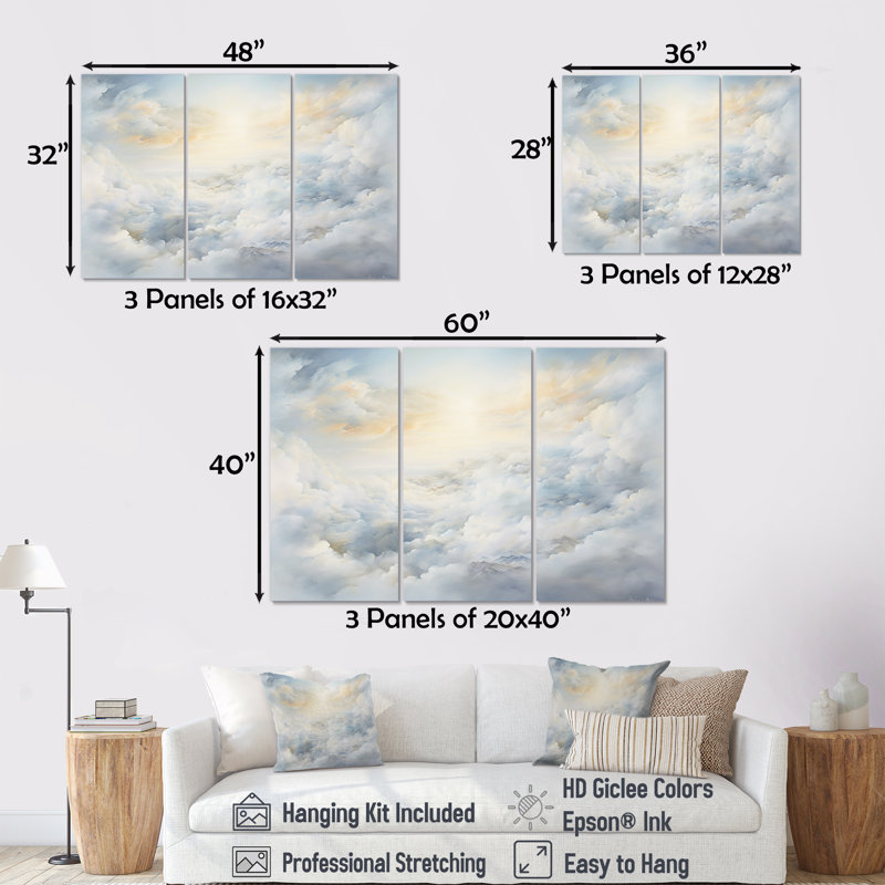 Clouds Charm In Winter I - Clouds Wall Art Print Set, Wrapped Canvas, 28" H x 36" W x 1" D