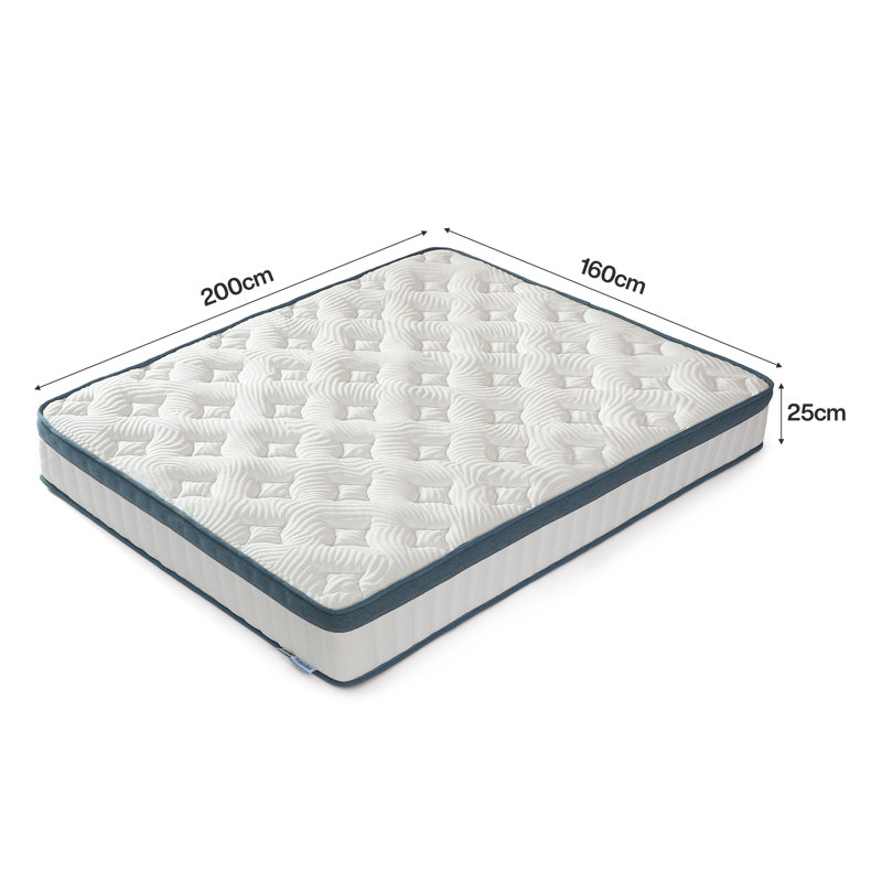  Mattress 90x200 Cm, Height 25 Cm, Pocket Spring Mattress, Medium Firmness H3, 7-zone Orthopaedic Mattress With Oeko-tex Certification, Spring Mattress With Gel Memory Foam