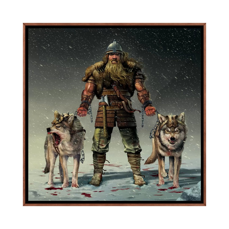 Mountain Viking by Vincent Hie - Print on Canvas, Classic Brown Wood Framed, 66.04 cm H x 66.04 cm W