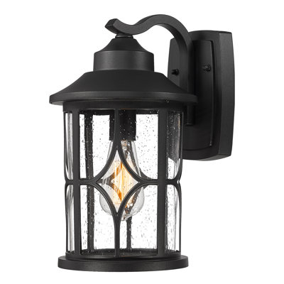 14.6 Inch Aluminum Outdoor Wall Light With Seeded Glass