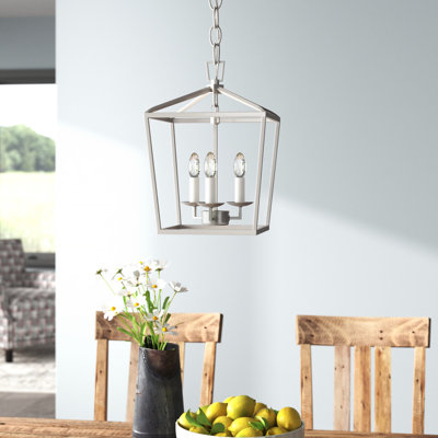 Finnegan 3-Light Dimmable Steel Geometric Lantern Chandelier