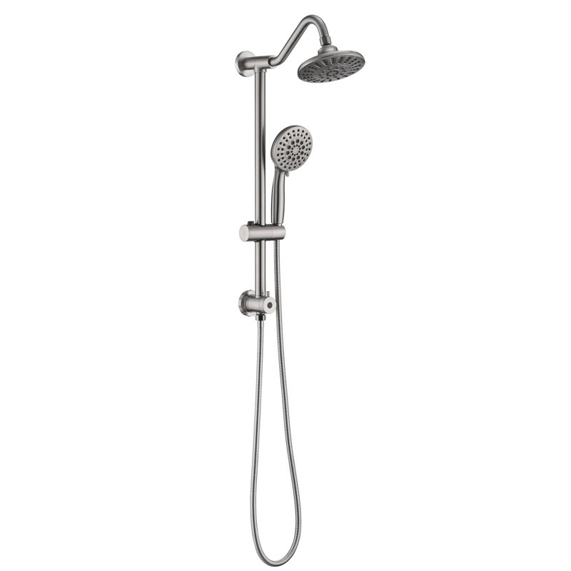 Wall Mounted Shower In Brushed Nickel With 6 Inch Rain Head And Handheld, Adjustable Water Flow Creating A Calming Environment