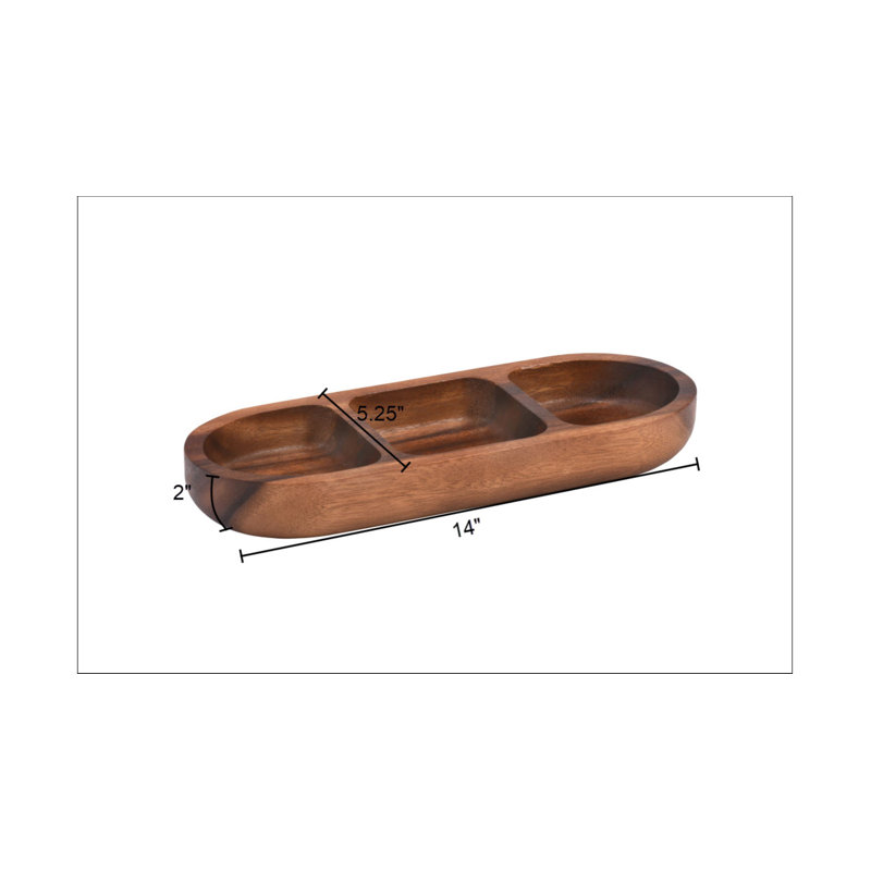 Acacia Wood Divided Serving Dish
