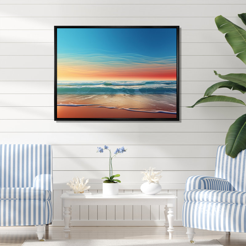 "Coastal Minimalisme" Photo encadrée sur toile, H 16 po x l 32 po x P 1 po, Cadre flottant noir