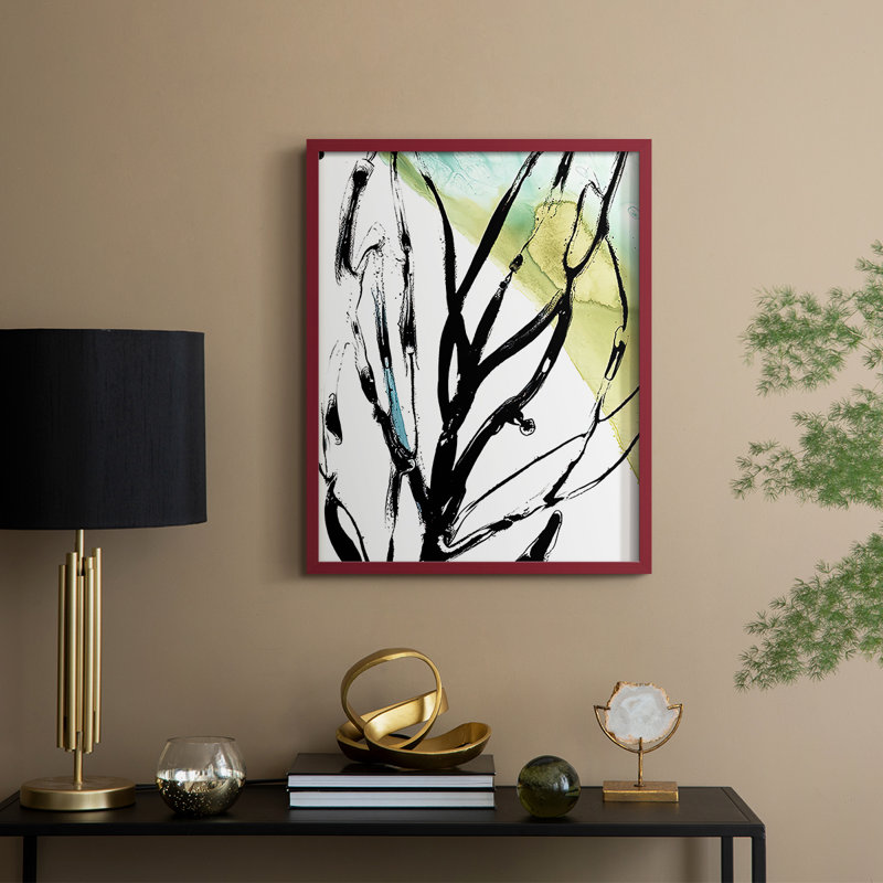 «No Deckle Tropical Moderne», reproduction encadrée en bois massif, H 21 po x l 17 po, Rouge