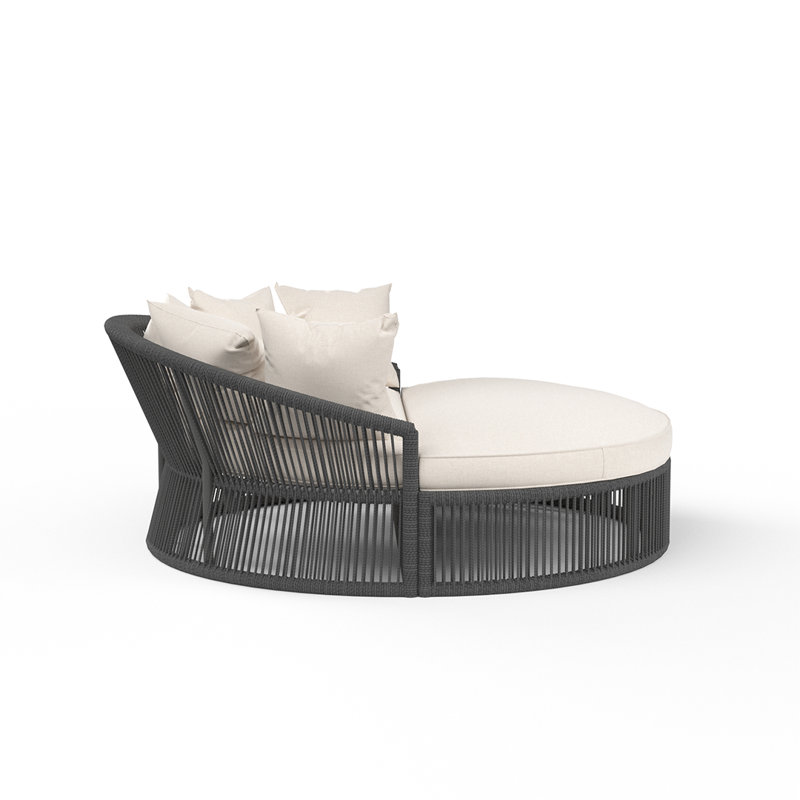 Miami Outdoor 2 - Seat Patio Daybed, Black, Echo Ash Sunbrella®