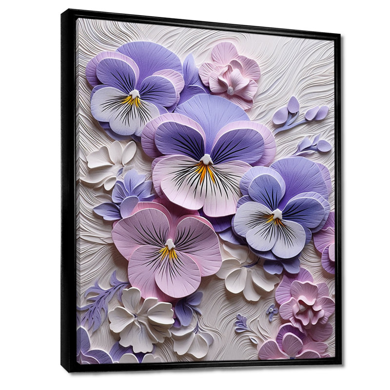 Fleurs - Violet, art mural, salon, H 20 po x l 12 po x P 1 po, Toile avec cadre flottant noir