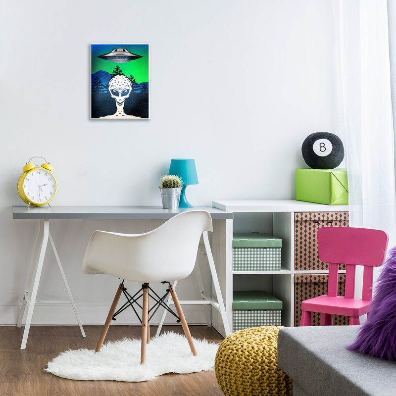 Plaque murale Alien and UFO Scene, design par Kim Allen