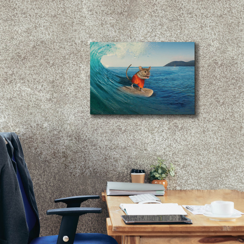 Toile épique Graffiti «Mouse Surfing» par John Hovenstine, 24 po x 20 po