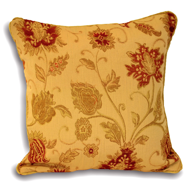Zurich Floral Jacquard Cushion Cover, Gold Yellow, 55 x 55cm