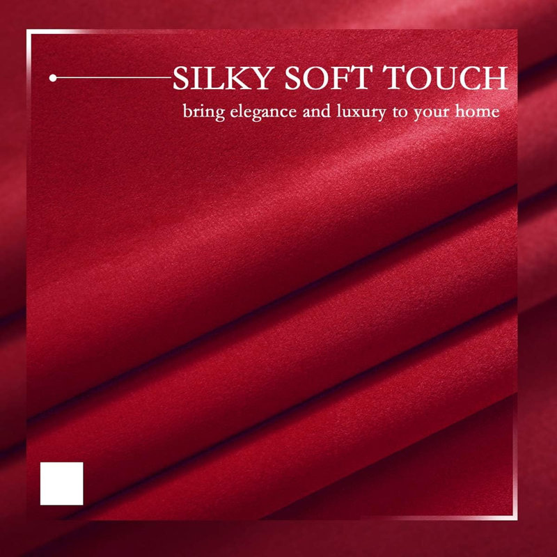 Velvet Blackout Curtain Pair, 52" W x 63" L, Red